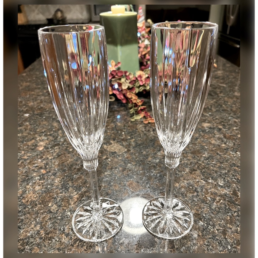 Pair of Crystal Champagne Glasses-Gorgeous!!